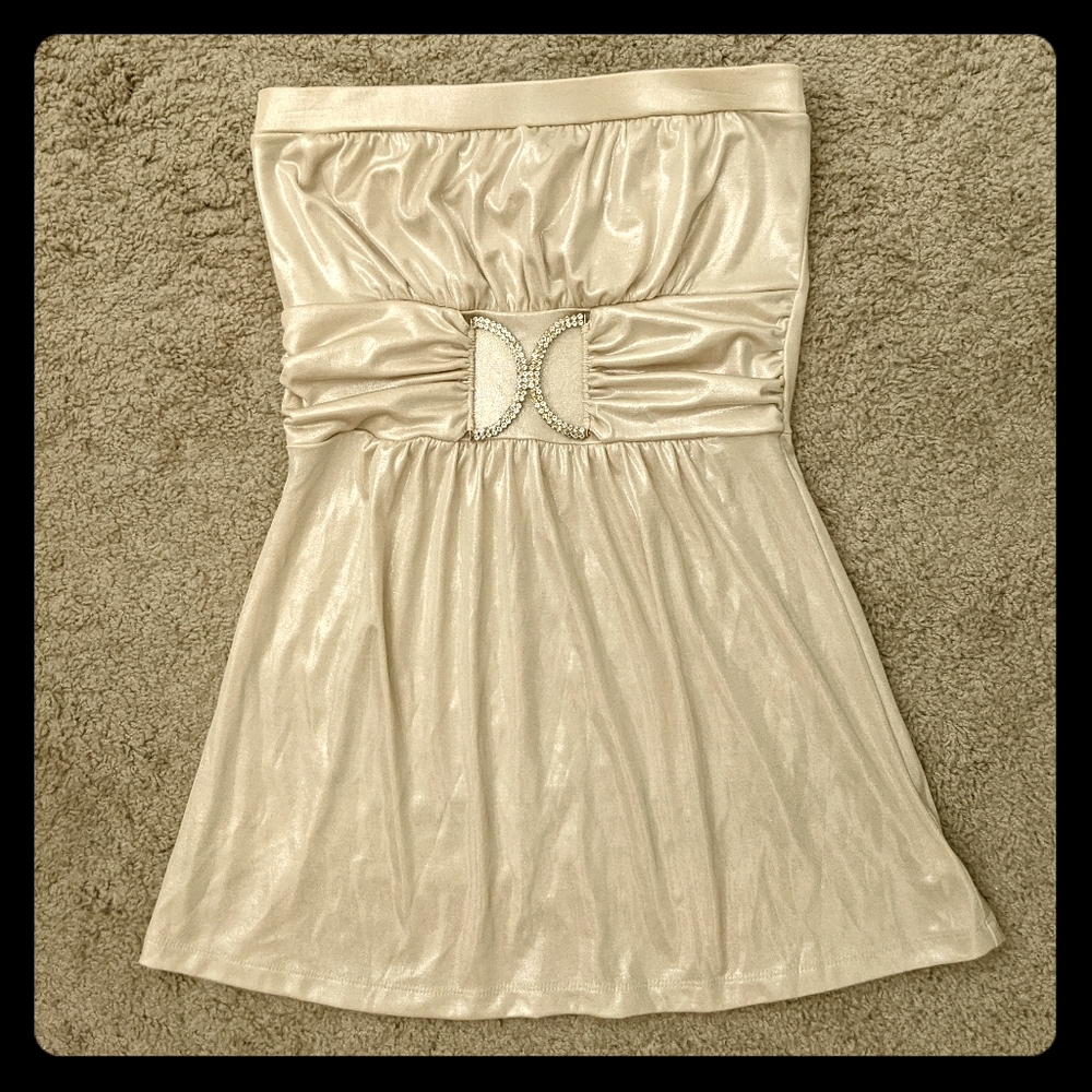 Champagne Strapless Top